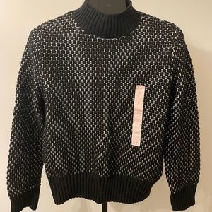 Banana Republic Black/White (Black Dots) Mini Turtle-Neck & Zip Sweater
